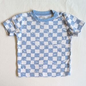 george checkered cotton blend t-shirt blue & white 6-12 months baby
